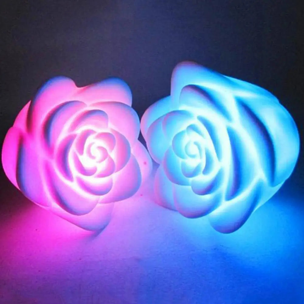 1Pc Plastic Night Light Multi-color Waterproof Floating Rose Flower Color Changing LED Light