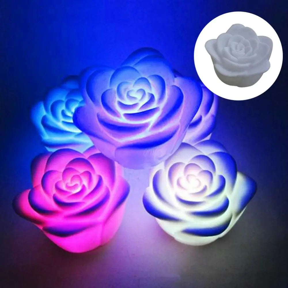 1Pc Plastic Night Light Multi-color Waterproof Floating Rose Flower Color Changing LED Light